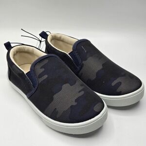 Boys Swiggles Sz 10 Camouflage Slip On Sneakers Shoes Blue Black Gray NEW